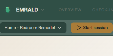 EMRALD Web Platform — start a session timer on a project